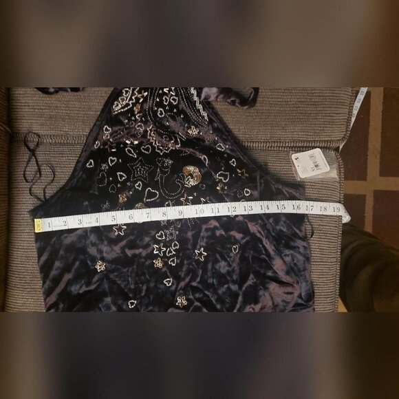 Y2K Western Halter Top NWT Free People Beaded Velvet - Picture 8 of 13